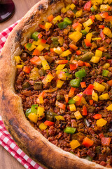 Delicious Homemade Pizza with Colorful Bell Peppers and Toppings