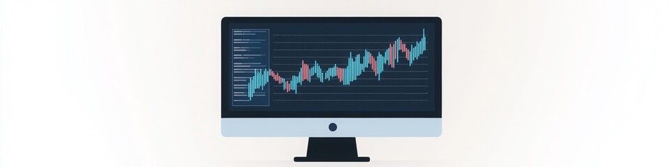 Computer Screen Financial Graphs, Charts, Isolated, on a LinkedIn Banner, Background, AI Generated