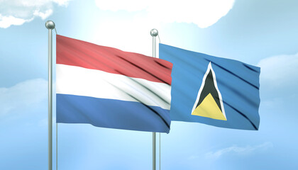 Netherlands and Saint Lucia Flag Together A Concept of Relations