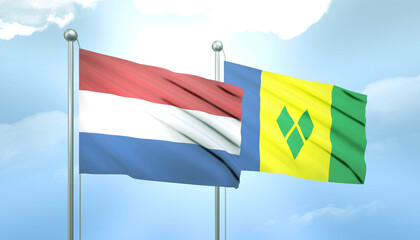 Netherlands and Saint Vincent Flag Together A Concept of Relations
