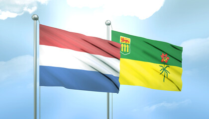 Netherlands and Saskatchewan Flag Together A Concept of Relations