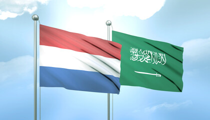 Netherlands and Saudi Arabia Flag Together A Concept of Relations