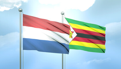 Netherlands and Zimbabwe Flag Together A Concept of Relations