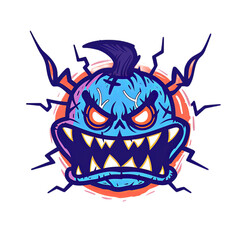 Colorful Cartoon Monster with Spiky Hair and Fangs