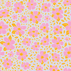 Hand painted Flowers exotic floral vector seamless pattern illustration