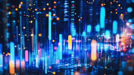 Fototapeta premium Abstract business network smart city and charts and graphs with statistics to innovative analyze business potential and forecast future development of companies growth.