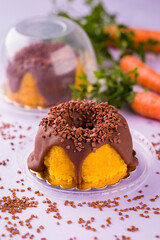 Delicious Chocolate Topped Carrot Cake With Sprinkles Displayed