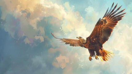 Obraz premium Kid artist painting a majestic eagle soaring in the sky
