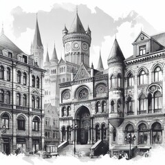 Fototapeta premium Architecture, building, city, palace, facade, house, landmark, old, historic, travel, europe, sky, museum, italy, berlin, town, stone, historical, tourism, windows