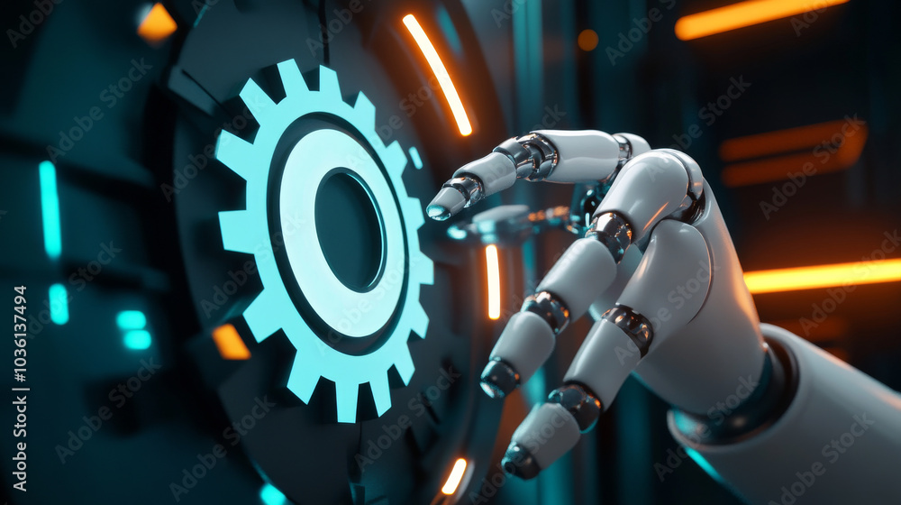 Poster automation in business is represented by a gear icon. robotic process automation (rpa) is shown by a