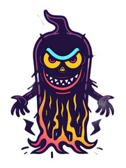 Colorful Cartoon Monster with Fiery Design