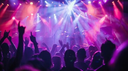 Rock concert with a mosh pit in front of the stage