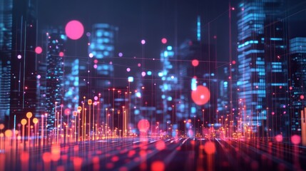 Obraz premium Cyber Cityscape: A Futuristic Vision of Urban Life