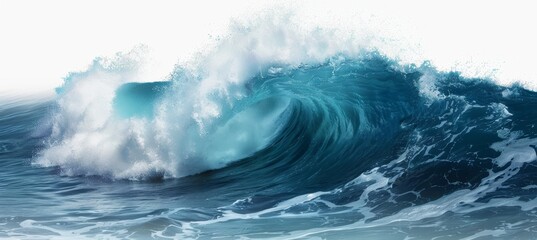 Dynamic ocean wave isolated on white background, perfect for versatile design applications