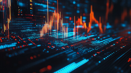 Obraz premium Abstract business network smart city and charts and graphs with statistics to innovative analyze business potential and forecast future development of companies growth.