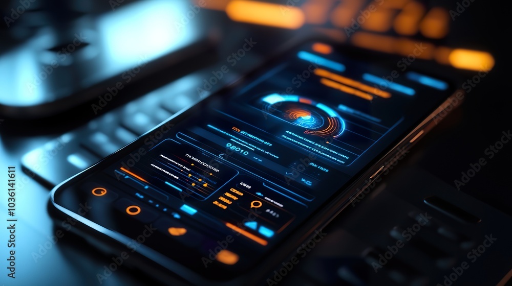 Poster a close-up of a smartphone displaying a saas app interface with intuitive features and user-friendly