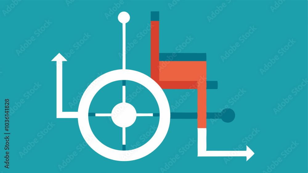 Poster turning radius a graphic showing the ideal turning radius for a wheelchair inside the restroom with 