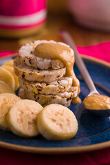 Delicious Rice Cakes With Peanut Butter and Sliced Bananas