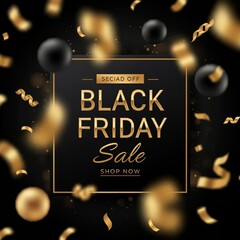Black Friday sale banner with huge discounts, special offers, and limited time deals.
