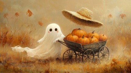 Niedlicher Geist mit K&uuml;rbissen