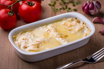 Delicious Baked Lasagna Freshly Cooked with Tomatoes and Garlic