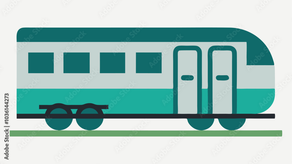 Poster train with accessible features a side view of a train car that has spacious areas and designated spo