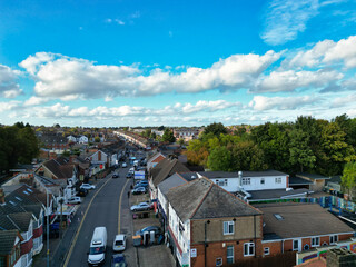 Obraz premium North Luton City of England UK. Aerial Footage Was Captured with Drone's Camera on October 17th, 2024 at Just Before Sunset Time.