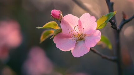 Obraz premium Pink Blossom in Sunlight