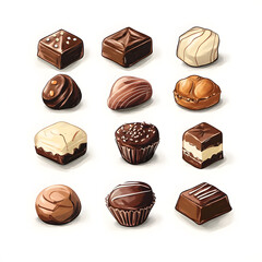 Fototapeta premium chocolate candies isolated on white background