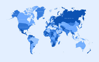 Obraz premium World map vector states border geography continent global business travel flat graphic earth globe planet worldwide