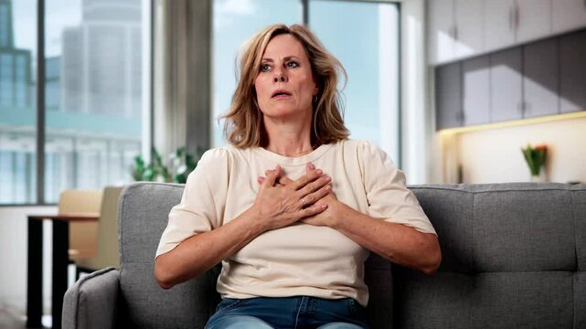Woman Chest Pain. Heart Attack