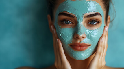 Fototapeta premium A woman with blue face paint on her face