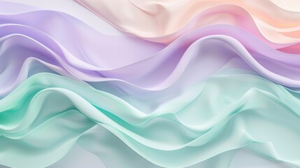 Obraz premium A pastel background with gentle waves of color blending lavender, mint, and peach