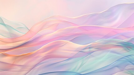Fototapeta premium A pastel background with gentle waves of color blending lavender, mint, and peach