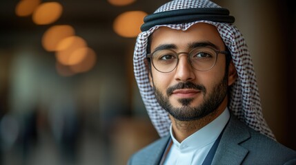 Portrait of a man in a traditional Arab headdress