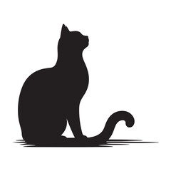 Simple Yet Striking Black Cat Silhouette Vector for Creative Projects