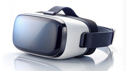 Fototapeta premium Black and white virtual reality headset with adjustable head strap