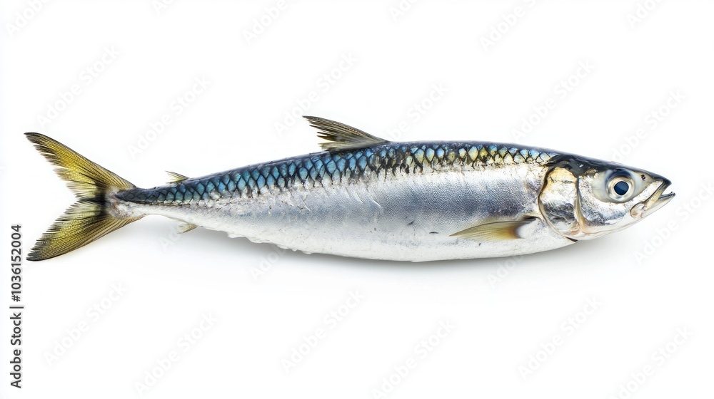 Poster lifelike representation of a sardinella fish highlighted on a clean white background emphasizing its