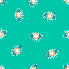 Cartoon Halloween monsters eyes seamless autumn pattern for wrapping paper