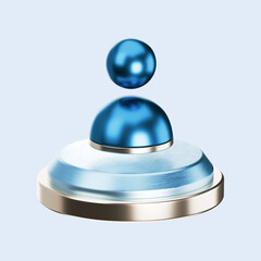 3D Minimalist Abstract Icon Featuring Floating Sphere and Base in Metallic Blue, Perfect for Business, Finance, and Technology Concepts