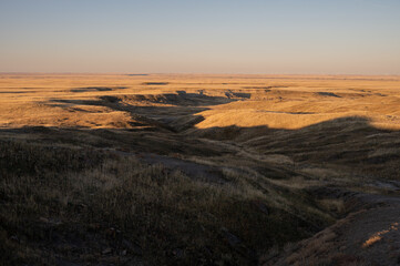 Sunrise landscapes at Red Rock Natural area in the badlands of Southern Alberta.