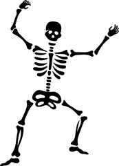 Skeleton clip art design on plain white transparent isolated background for card, shirt, hoodie, sweatshirt, apparel, card, tag, mug, icon, poster or badge