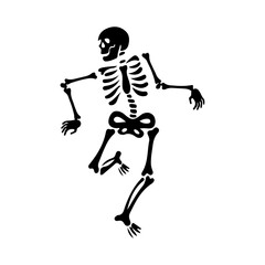 Skeleton clip art design on plain white transparent isolated background for card, shirt, hoodie, sweatshirt, apparel, card, tag, mug, icon, poster or badge