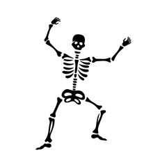 Skeleton clip art design on plain white transparent isolated background for card, shirt, hoodie, sweatshirt, apparel, card, tag, mug, icon, poster or badge