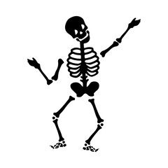 Skeleton clip art design on plain white transparent isolated background for card, shirt, hoodie, sweatshirt, apparel, card, tag, mug, icon, poster or badge