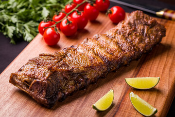 Delicious Grilled Ribs with Fresh Cherry Tomatoes and Lime