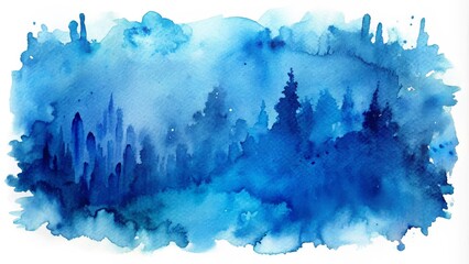 Blue watercolor paint is creating an abstract gradient background