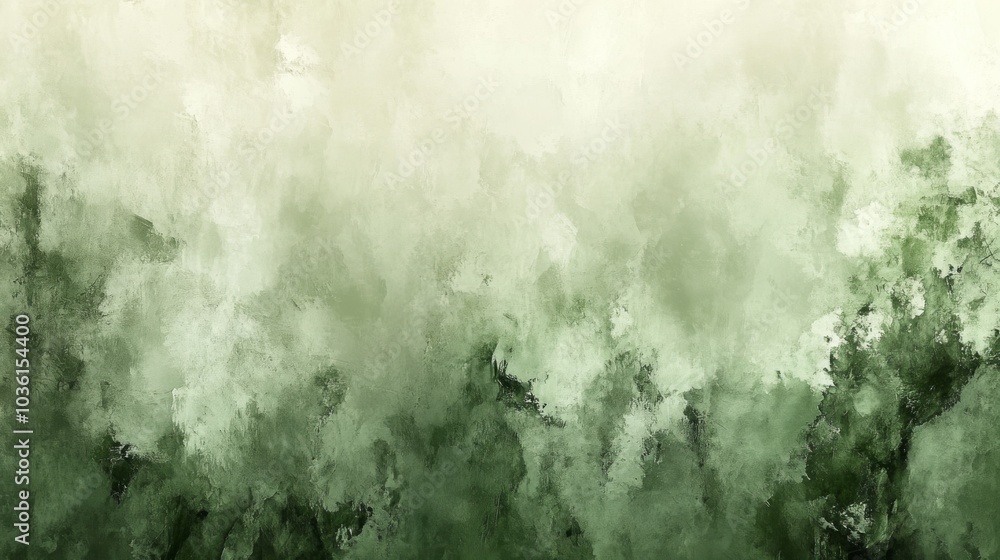 Aufkleber soft green tones merge together in an abstract representation of a misty landscape, evoking a sense 