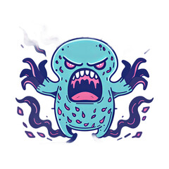 Cartoon Monster Character with Angry Expression