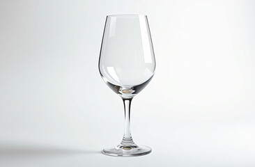 Fototapeta premium Elegant empty wine glass on a white background, perfect for culinary presentations, wine tastings, and sophisticated dining settings